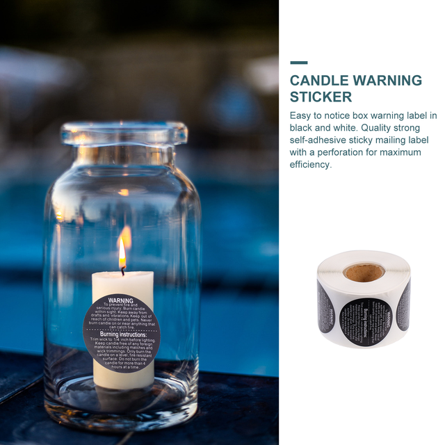 Candle Labels Safety Stickers Warning Sticker Label Waterproof Decal  Container Melting Wax Jar Votives Tins Jars